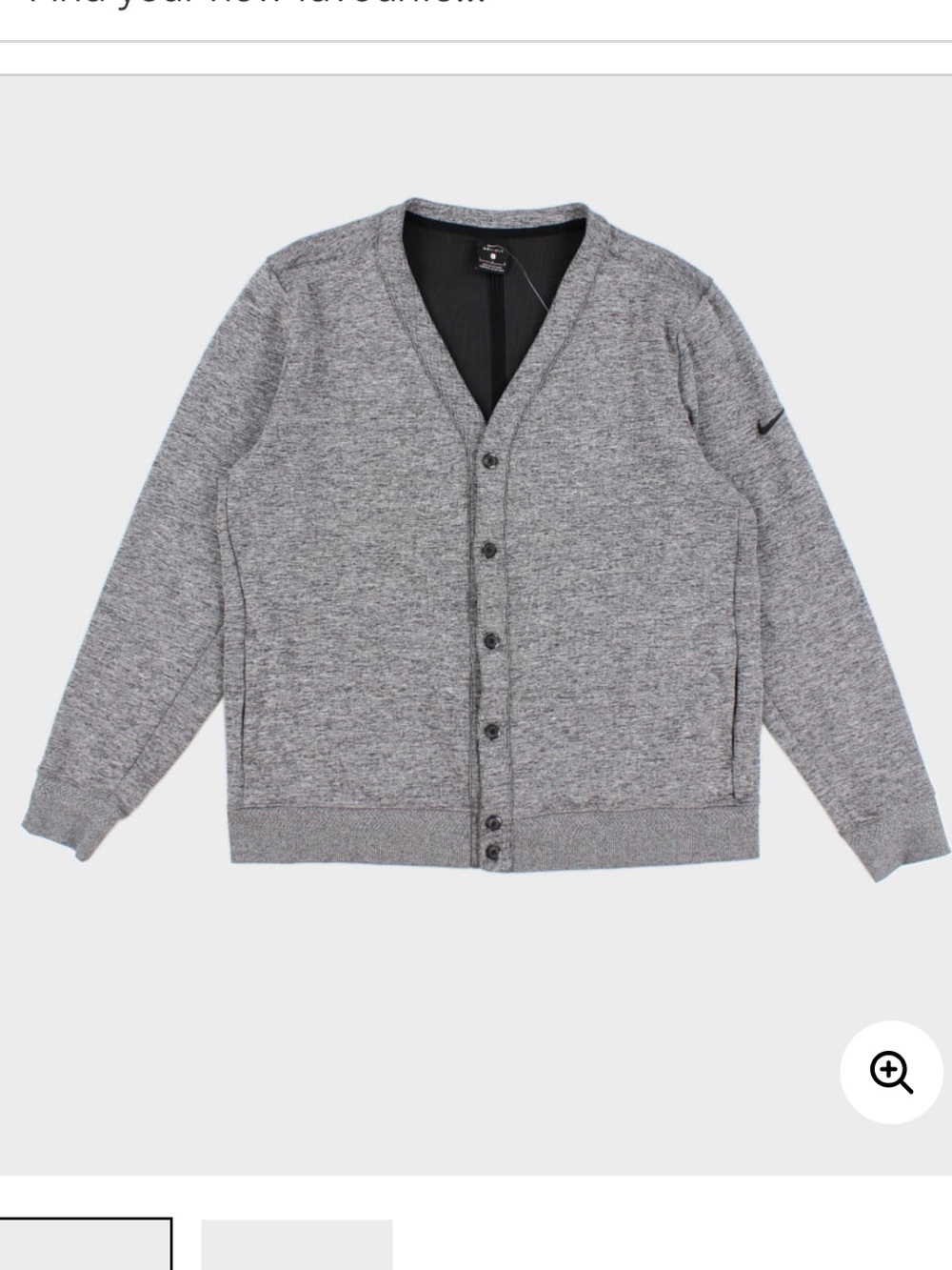 Nike Men's Heather Gray V-Neck Button Cardigan